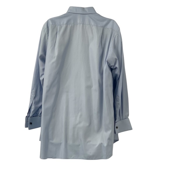 Hamilton Long Sleeve Button Down Blue Herringbone Dress Shirt French Cuff XL - Picture 3 of 4